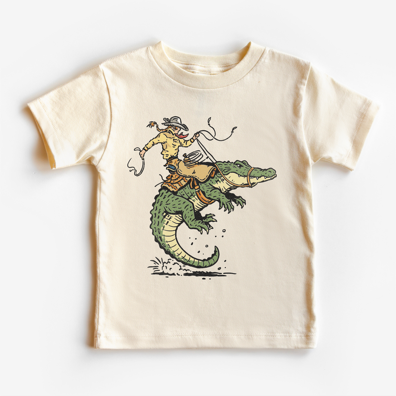 Kids Cowboy Alligator T-Shirt | Western Gator Rodeo Tee | Funny Cowboy Kids Shirt | Wild West Graphic Tee