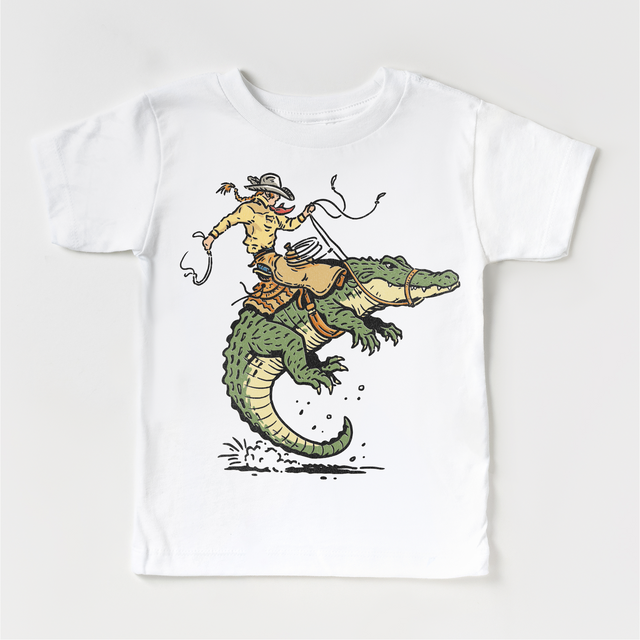 Kids Cowboy Alligator T-Shirt | Western Gator Rodeo Tee | Funny Cowboy Kids Shirt | Wild West Graphic Tee