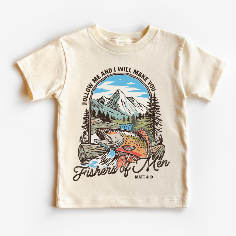 Fishers of Men Kids Shirt – Christian Fishing Tee, Matthew 4:19 Graphic T-Shirt