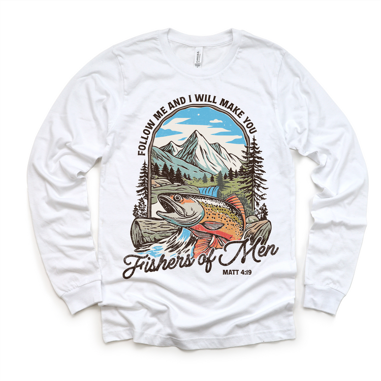 Fishers of Men Kids Shirt – Christian Fishing Tee, Matthew 4:19 Graphic T-Shirt