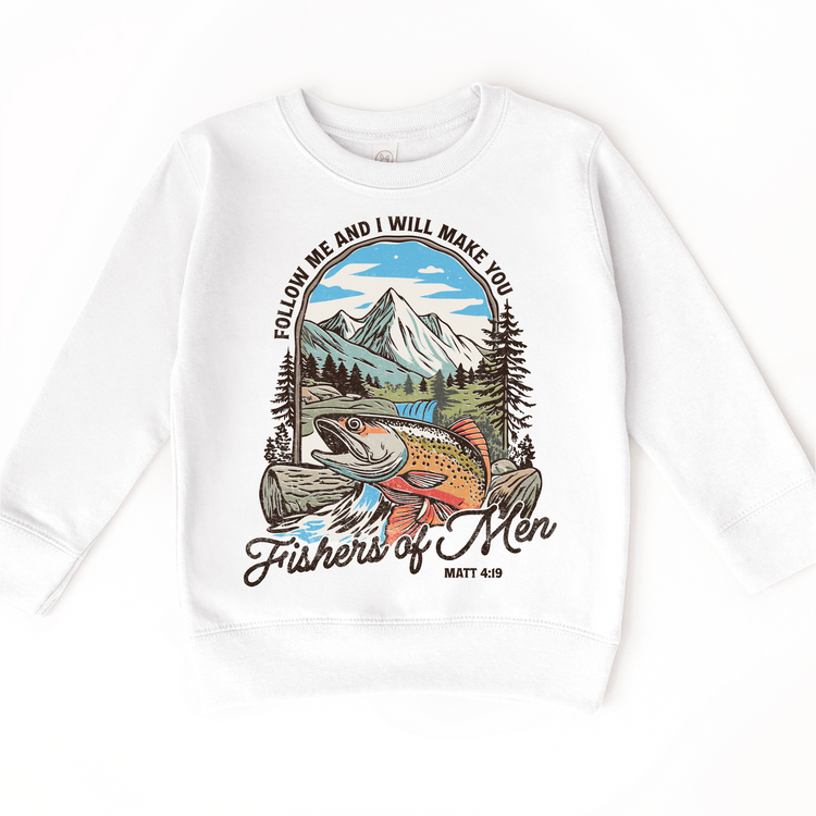 Fishers of Men Kids Shirt – Christian Fishing Tee, Matthew 4:19 Graphic T-Shirt