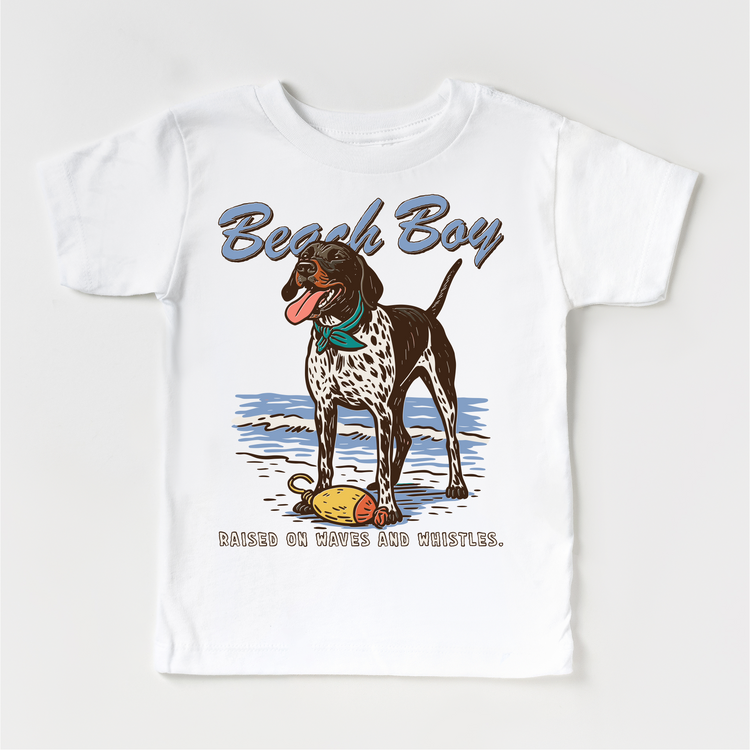 Beach Boy Kids T-Shirt | Coastal Dog Graphic Tee | Summer Beach Kids Shirt | Nautical Kids Tee