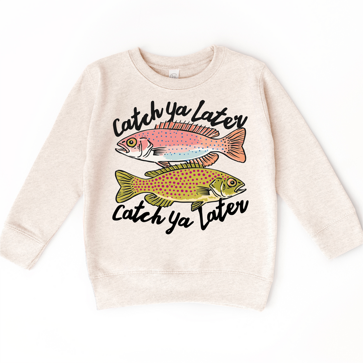 Catch Ya Later Kids Fishing T-Shirt | Funny Trout Graphic Tee | Outdoorsy Kids Shirt | Cute Fishing Tee for Boys & Girls