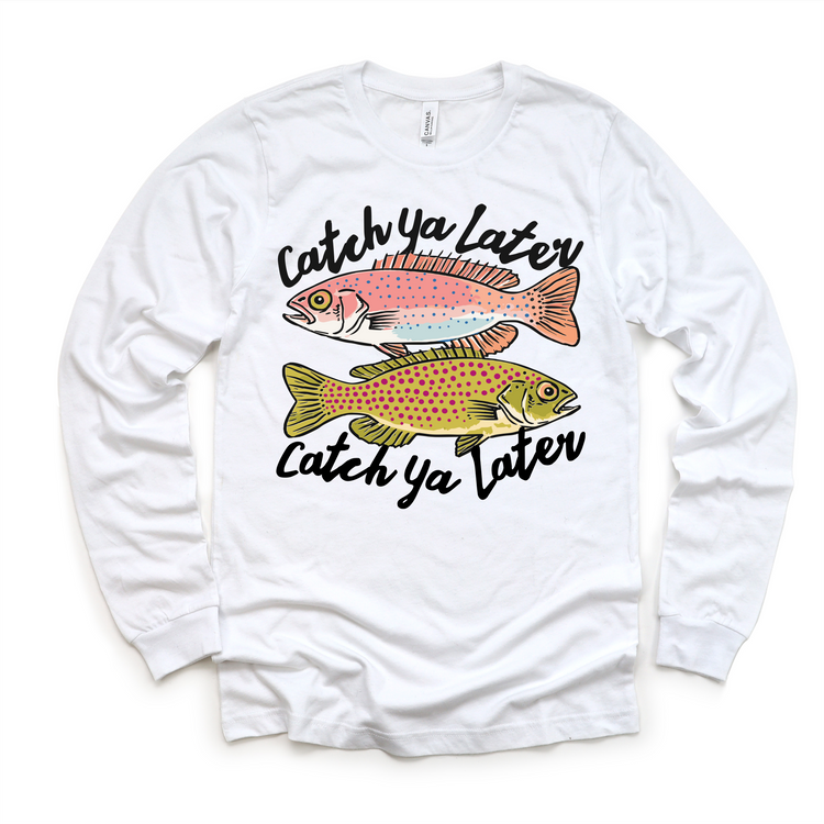 Catch Ya Later Kids Fishing T-Shirt | Funny Trout Graphic Tee | Outdoorsy Kids Shirt | Cute Fishing Tee for Boys & Girls