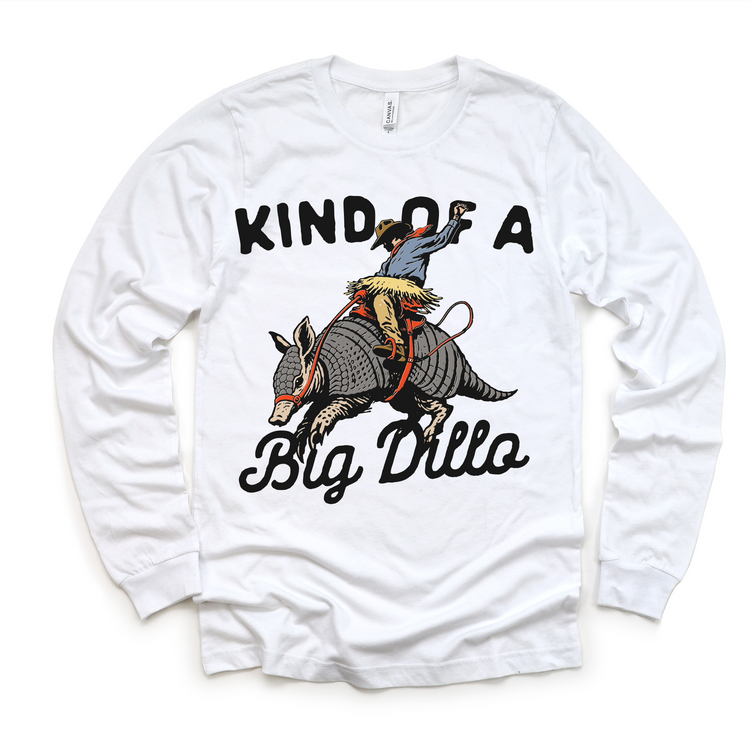 Kind of a Big Dillo Kids T-Shirt | Funny Armadillo Cowboy Tee | Western Kids Shirt | Cute Southern Kids Graphic Tee