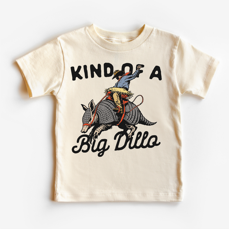 Kind of a Big Dillo Kids T-Shirt | Funny Armadillo Cowboy Tee | Western Kids Shirt | Cute Southern Kids Graphic Tee