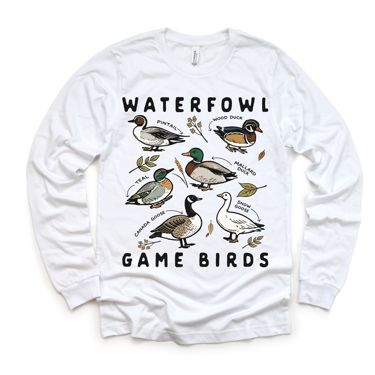 Waterfowl Game Birds Kids Tee – Duck Hunting Shirt for Kids – Mallard, Teal, Pintail Graphic Tee – Outdoor Kids Shirt