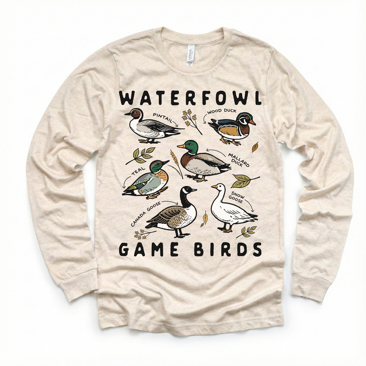 Waterfowl Game Birds Kids Tee – Duck Hunting Shirt for Kids – Mallard, Teal, Pintail Graphic Tee – Outdoor Kids Shirt