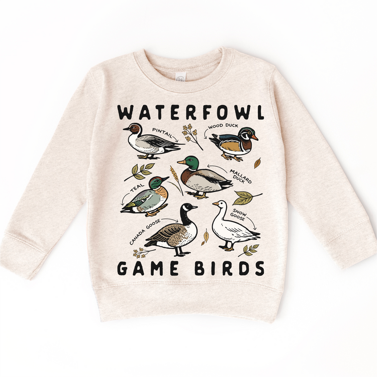Waterfowl Game Birds Kids Tee – Duck Hunting Shirt for Kids – Mallard, Teal, Pintail Graphic Tee – Outdoor Kids Shirt