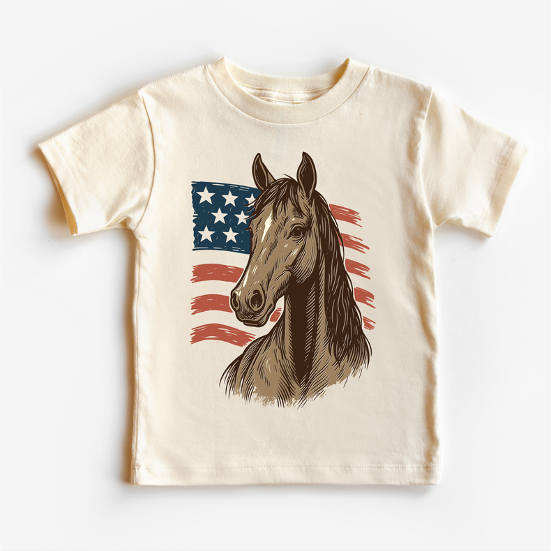 Horses And America 4th Of July Farm Tee | Kids Rustic Western T-Shirt