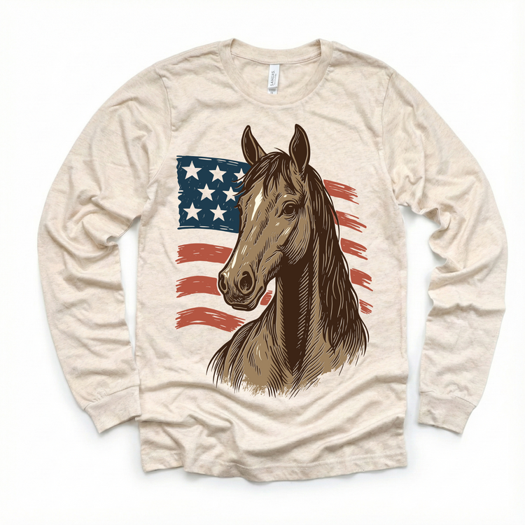 Horses And America 4th Of July Farm Tee | Kids Rustic Western T-Shirt