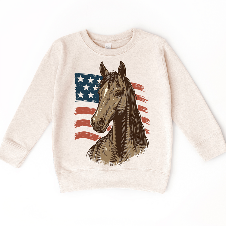 Horses And America 4th Of July Farm Tee | Kids Rustic Western T-Shirt