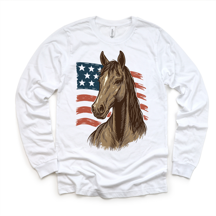 Horses And America 4th Of July Farm Tee | Kids Rustic Western T-Shirt