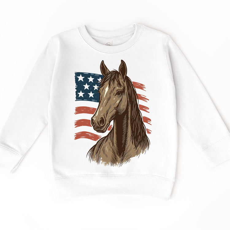Horses And America 4th Of July Farm Tee | Kids Rustic Western T-Shirt