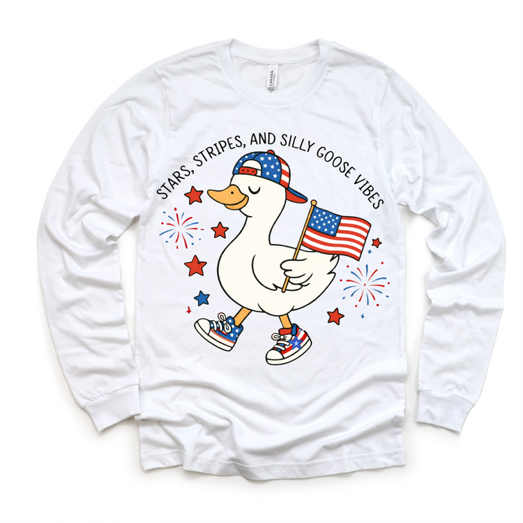 Stars, Stripes & Silly Goose Vibes Kids Patriotic T-Shirt | 4th of July Toddler Tee