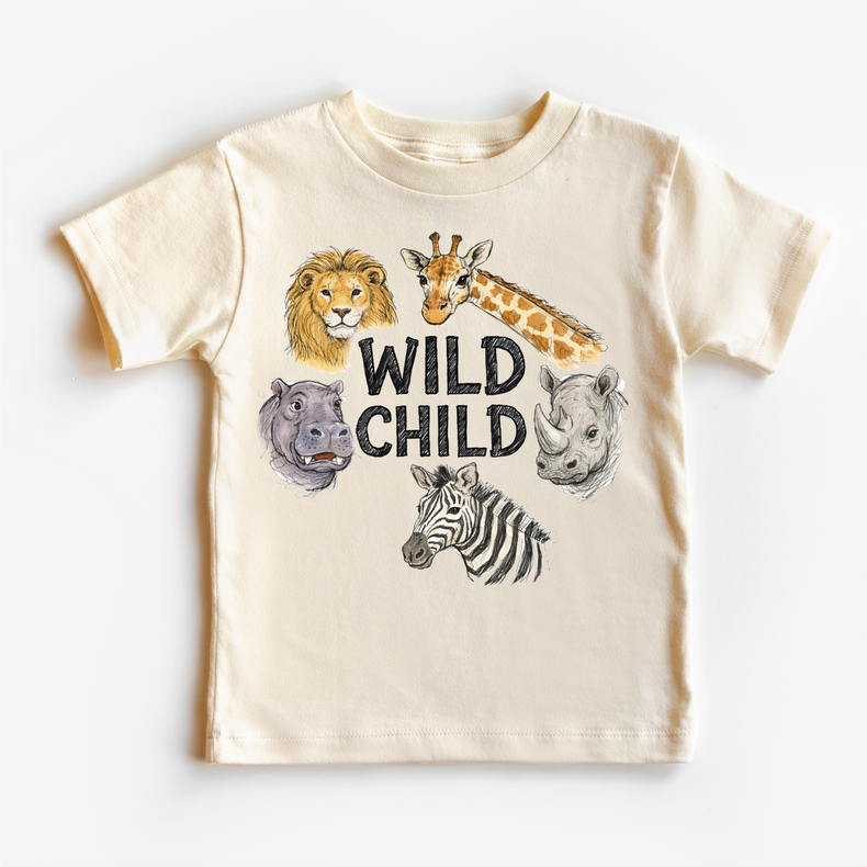 Wild Child Kids T-Shirt – Jungle Animal Tee for Toddlers & Kids, Safari Lion Giraffe Zebra Shirt, Cute Wildlife Graphic Tee