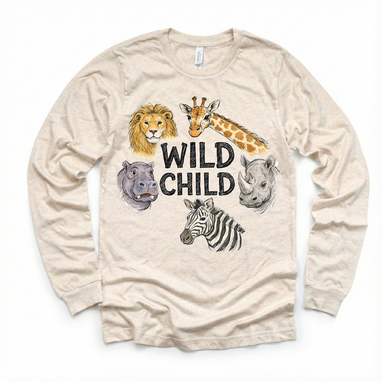 Wild Child Kids T-Shirt – Jungle Animal Tee for Toddlers & Kids, Safari Lion Giraffe Zebra Shirt, Cute Wildlife Graphic Tee
