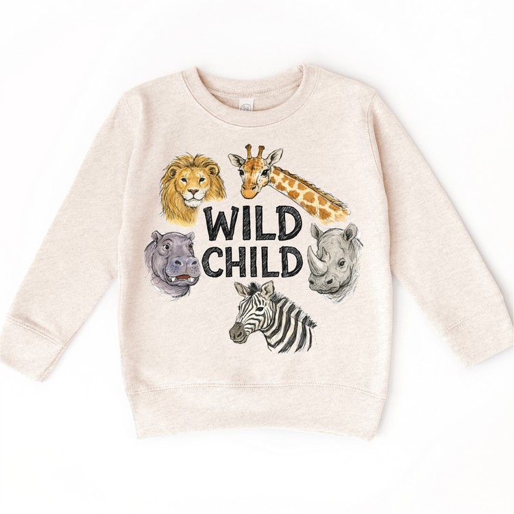 Wild Child Kids T-Shirt – Jungle Animal Tee for Toddlers & Kids, Safari Lion Giraffe Zebra Shirt, Cute Wildlife Graphic Tee