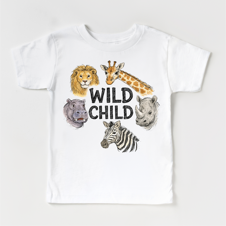 Wild Child Kids T-Shirt – Jungle Animal Tee for Toddlers & Kids, Safari Lion Giraffe Zebra Shirt, Cute Wildlife Graphic Tee