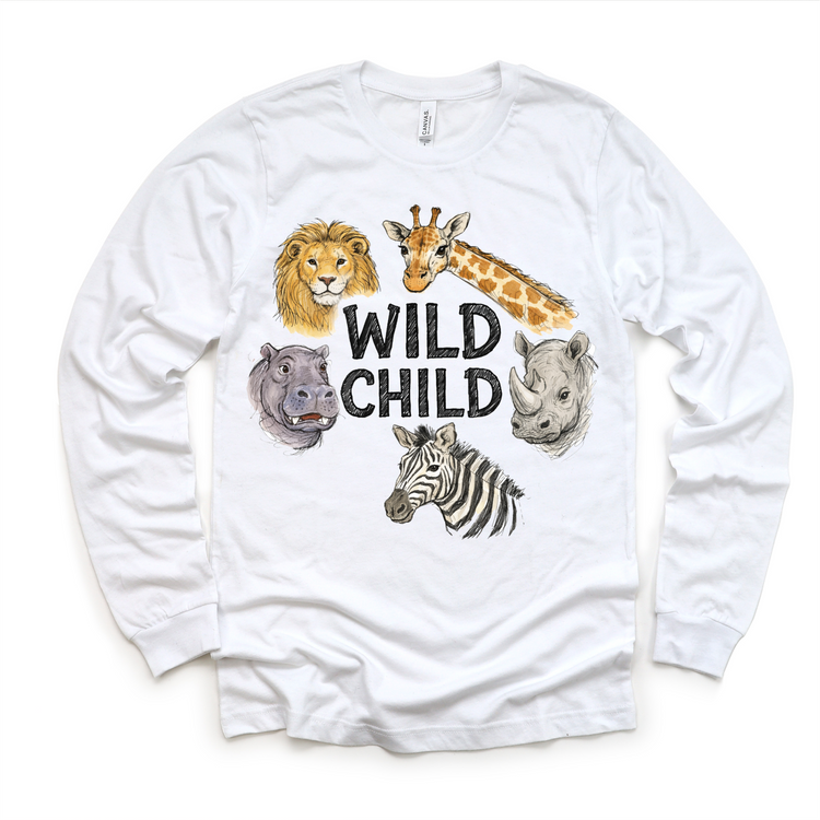 Wild Child Kids T-Shirt – Jungle Animal Tee for Toddlers & Kids, Safari Lion Giraffe Zebra Shirt, Cute Wildlife Graphic Tee