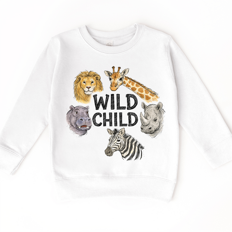 Wild Child Kids T-Shirt – Jungle Animal Tee for Toddlers & Kids, Safari Lion Giraffe Zebra Shirt, Cute Wildlife Graphic Tee