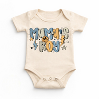 Mama’s Boy Baby Bodysuit / Onesies® design on a natural garment.