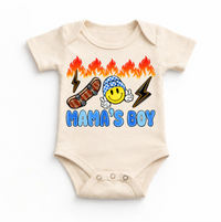 Mama’s Boy Baby Bodysuit / Onesies® design on a natural garment.