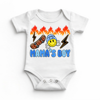 Mama’s Boy Baby Bodysuit / Onesies® design on a white garment.