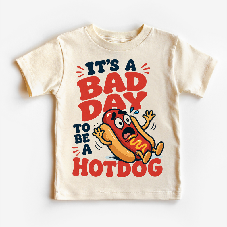 Funny 4th of July Kids T-Shirt – “It’s A Bad Day To Be A Hotdog” Patriotic Graphic Tee – Summer BBQ Shirt