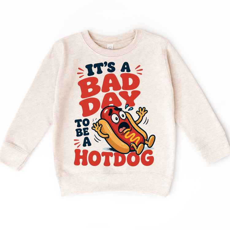 Funny 4th of July Kids T-Shirt – “It’s A Bad Day To Be A Hotdog” Patriotic Graphic Tee – Summer BBQ Shirt