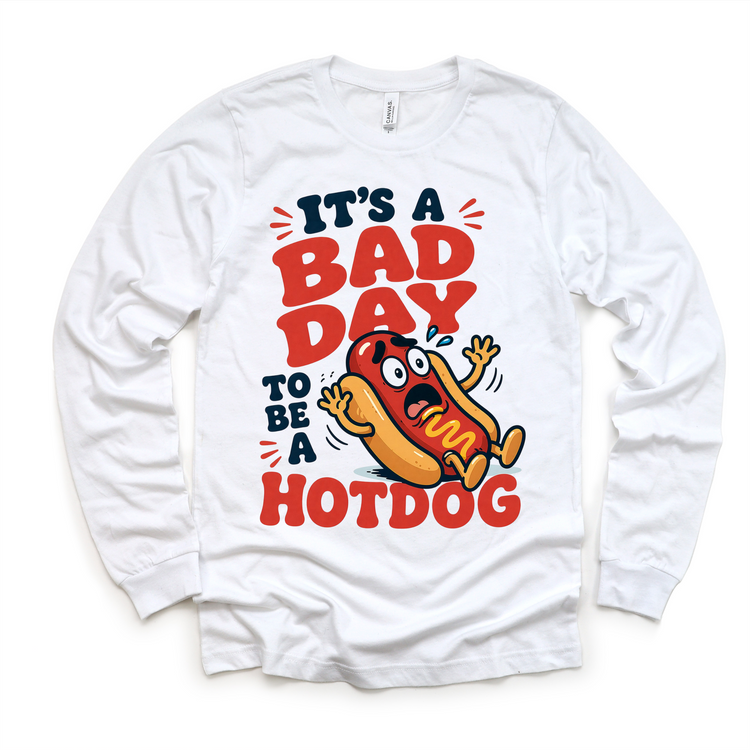 Funny 4th of July Kids T-Shirt – “It’s A Bad Day To Be A Hotdog” Patriotic Graphic Tee – Summer BBQ Shirt
