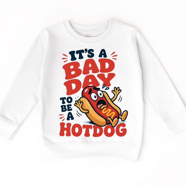 Funny 4th of July Kids T-Shirt – “It’s A Bad Day To Be A Hotdog” Patriotic Graphic Tee – Summer BBQ Shirt
