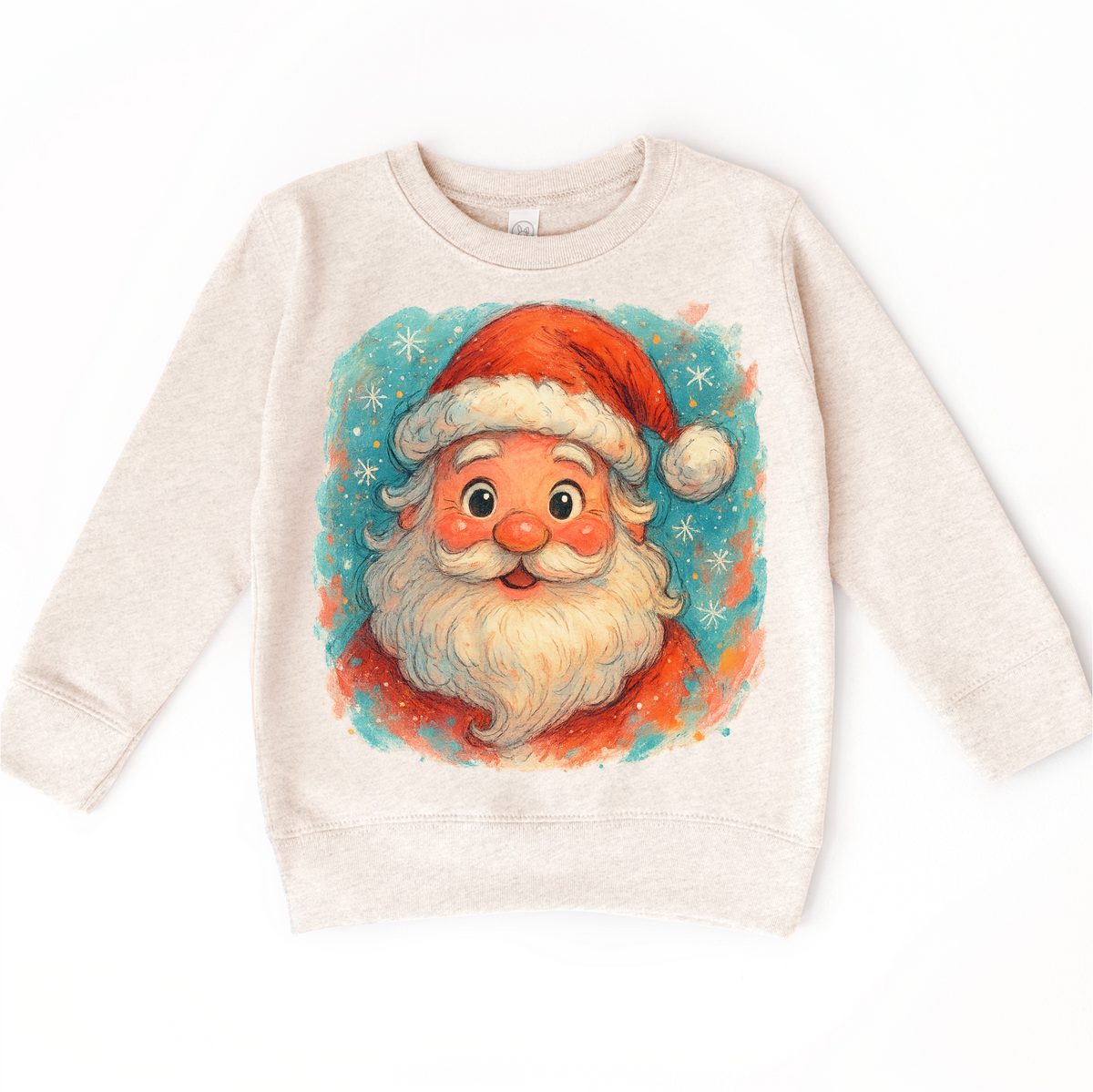 Santa Clause Christmas on natural kids sweatshirt
