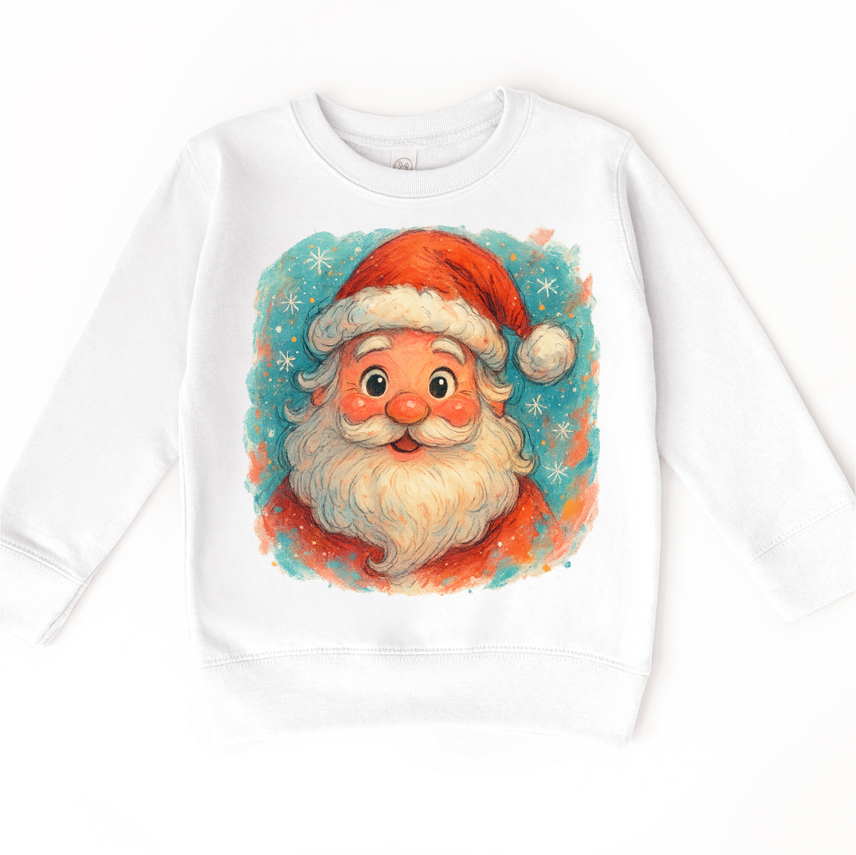 Santa Clause Christmas on white kids sweatshirt