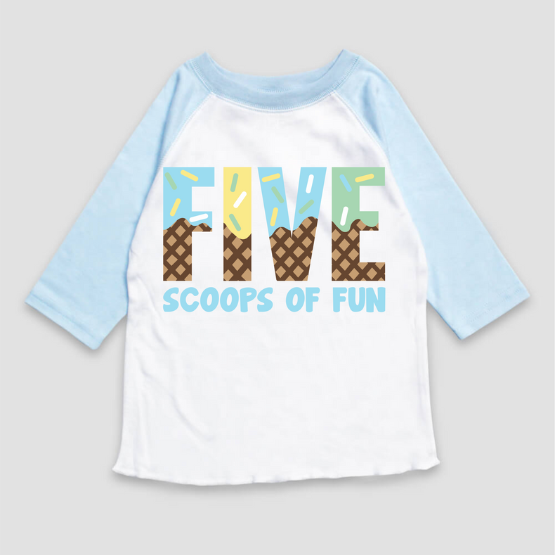 Five Scoops Of Fun Ice Cream Birthday T-Shirt