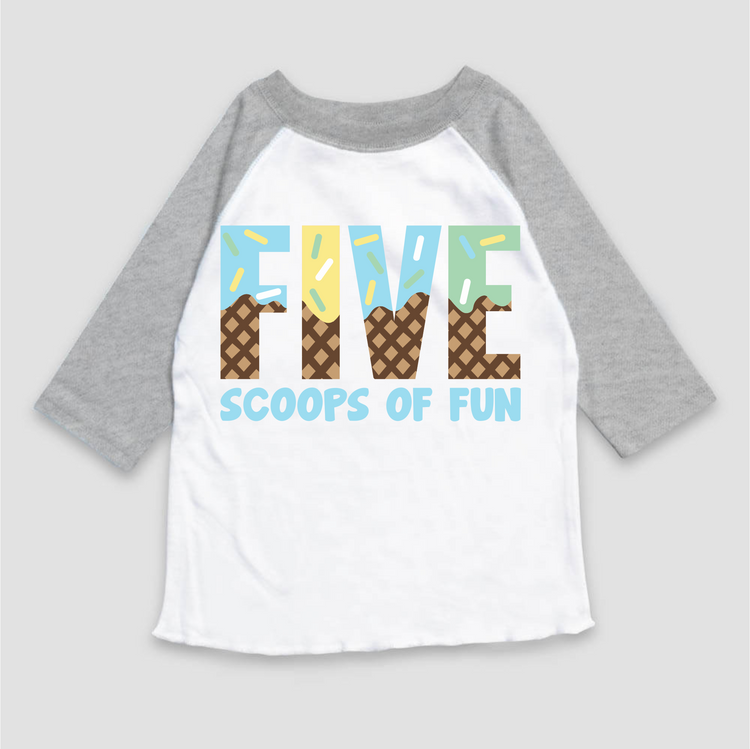 Five Scoops Of Fun Ice Cream Birthday T-Shirt