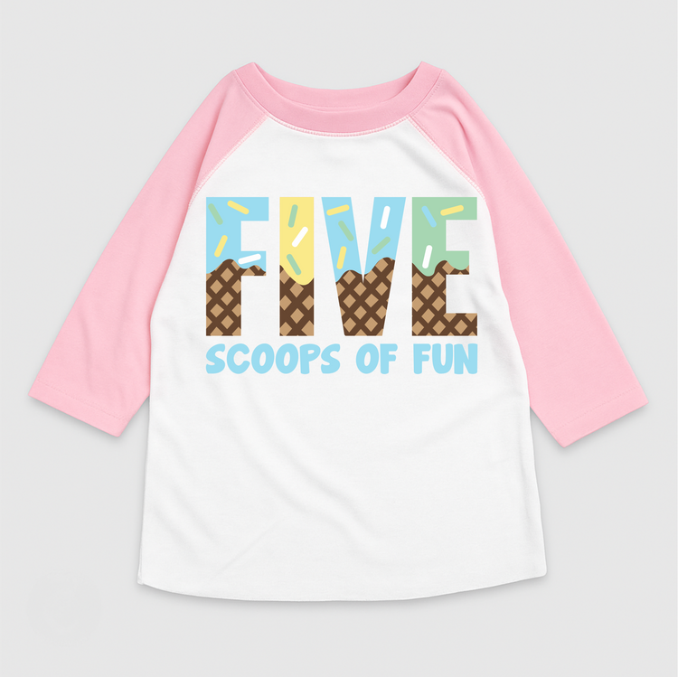 Five Scoops Of Fun Ice Cream Birthday T-Shirt