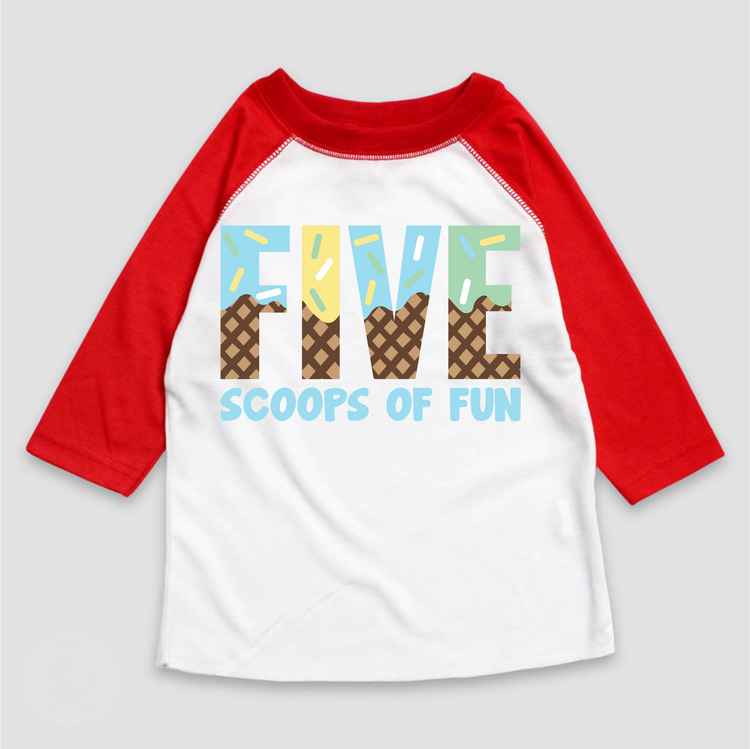 Five Scoops Of Fun Ice Cream Birthday T-Shirt