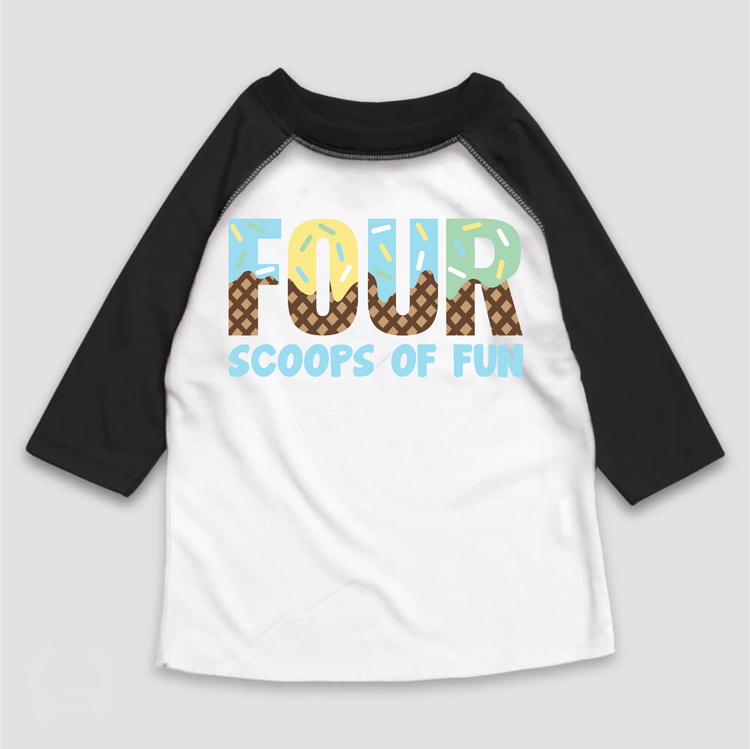 Four Scoops Of Fun Ice Cream Birthday T-Shirt