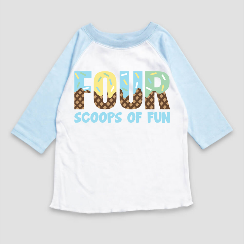 Four Scoops Of Fun Ice Cream Birthday T-Shirt