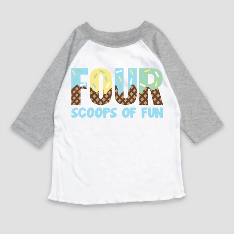 Four Scoops Of Fun Ice Cream Birthday T-Shirt
