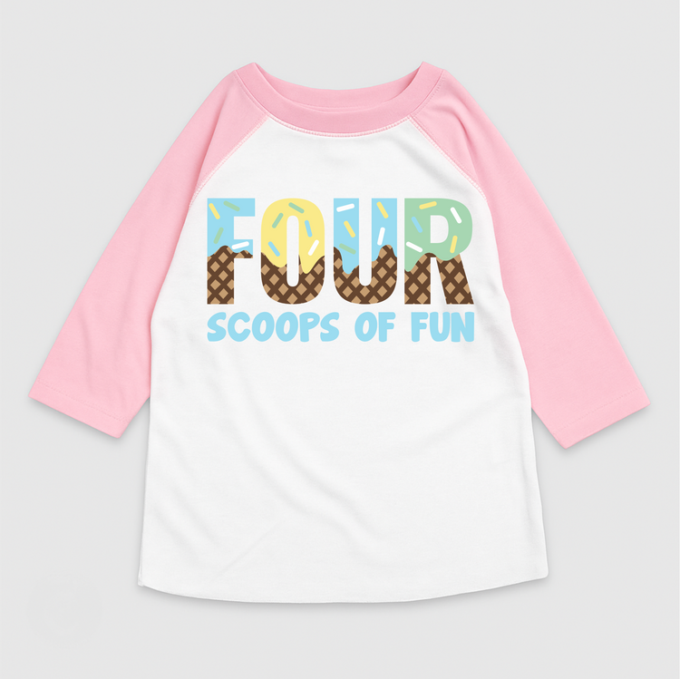 Four Scoops Of Fun Ice Cream Birthday T-Shirt