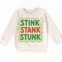 Stink Stank Stunk Christmas on natural kids sweatshirt