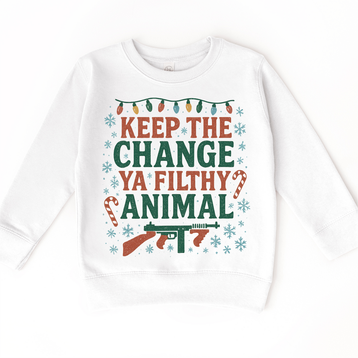 Keep The Change Ya Filthy Animal Christmas on white kids sweatshirt