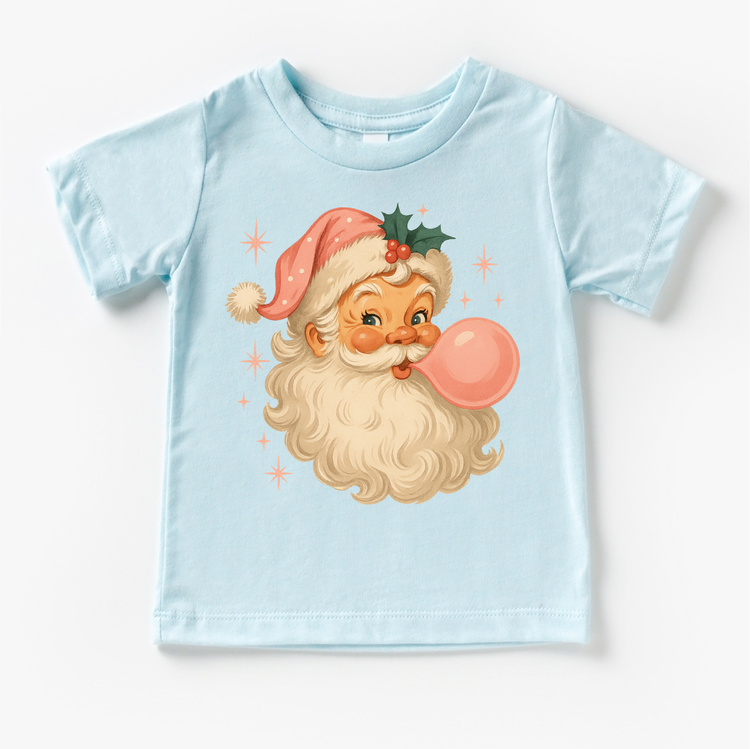 Vintage Santa Clause Blowing A Bubble Christmas T-Shirt - Christmas Tee