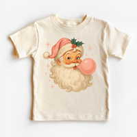 Vintage Santa Blowing a Bubble Natural kids tee