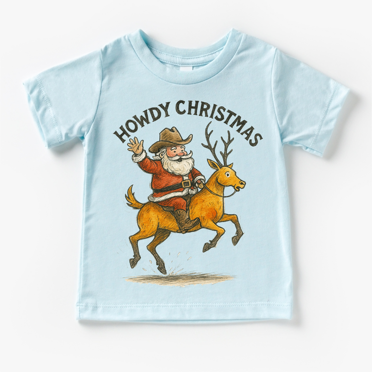 Howdy Christmas Rodeo Santa T-Shirt - Christmas Tee