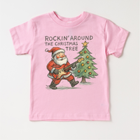 Rockin' Around The Christmas Tree design on a pink garment.