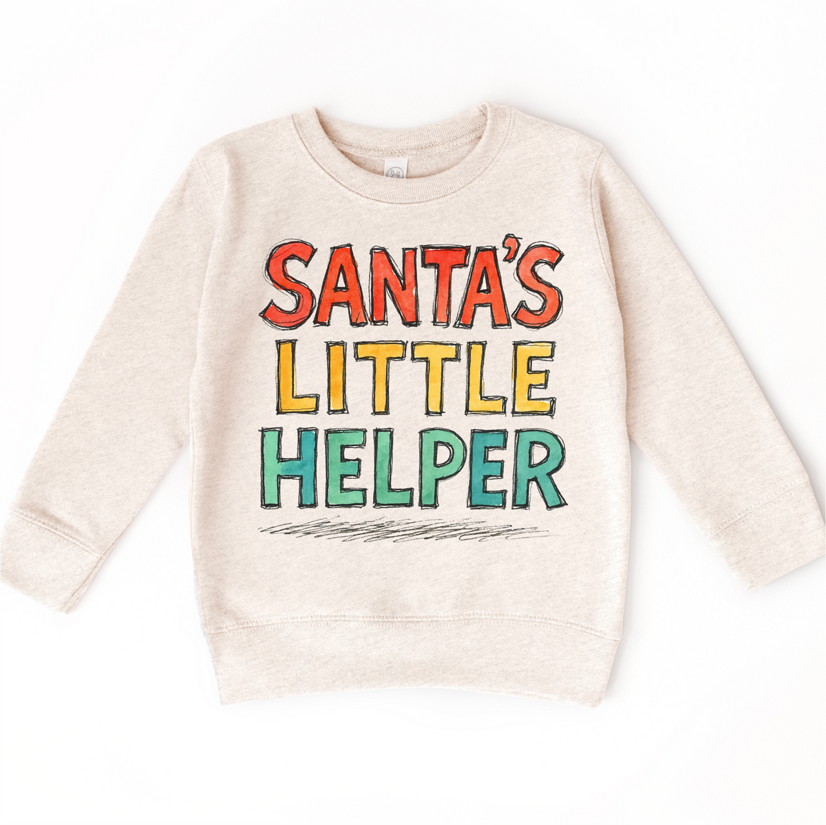 Santa's Little Helper Kids Christmas on natural kids sweatshirt