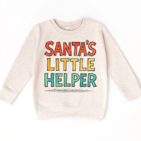 Santa's Little Helper Kids Christmas on natural kids sweatshirt